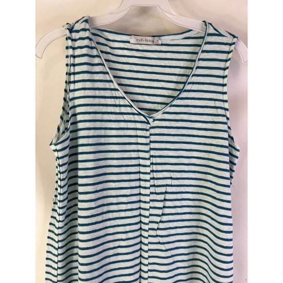 Cut Loose Cotton Linen Striped Flowy Dress Lagenlook Coastal - Picture 2 of 7